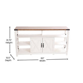 Wyatt 60" Modern Farmhouse Tall TV Stand with Storage Cabinets and Shelves for TV's up to 60", White/Rustic Oak