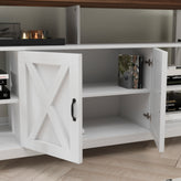 Wyatt 60" Modern Farmhouse Tall TV Stand with Storage Cabinets and Shelves for TV's up to 60", White/Rustic Oak