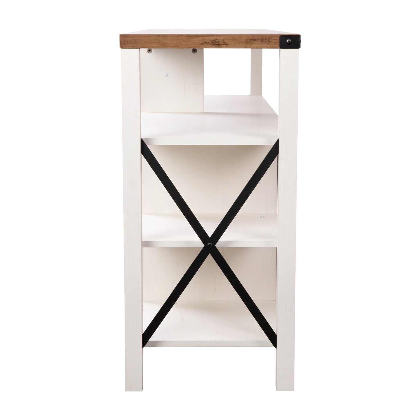 Wyatt 60" Modern Farmhouse Tall TV Stand with Storage Cabinets and Shelves for TV's up to 60", White/Rustic Oak