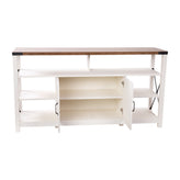 Wyatt 60" Modern Farmhouse Tall TV Stand with Storage Cabinets and Shelves for TV's up to 60", White/Rustic Oak