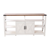 Wyatt 60" Modern Farmhouse Tall TV Stand with Storage Cabinets and Shelves for TV's up to 60", White/Rustic Oak