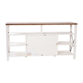 Wyatt 60" Modern Farmhouse Tall TV Stand with Storage Cabinets and Shelves for TV's up to 60", White/Rustic Oak