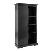 Harrison 36" Wide Rustic Farmhouse Storage Cabinet Bookcase with Sliding Barn Door and 4 Adjustable and 2 Fixed Shelves in Black