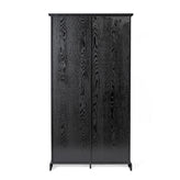 Harrison 36" Wide Rustic Farmhouse Storage Cabinet Bookcase with Sliding Barn Door and 4 Adjustable and 2 Fixed Shelves in Black