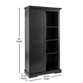 Harrison 36" Wide Rustic Farmhouse Storage Cabinet Bookcase with Sliding Barn Door and 4 Adjustable and 2 Fixed Shelves in Black