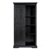 Harrison 36" Wide Rustic Farmhouse Storage Cabinet Bookcase with Sliding Barn Door and 4 Adjustable and 2 Fixed Shelves in Black
