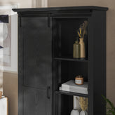 Harrison 36" Wide Rustic Farmhouse Storage Cabinet Bookcase with Sliding Barn Door and 4 Adjustable and 2 Fixed Shelves in Black