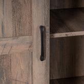 Harrison 36" Wide Rustic Farmhouse Storage Cabinet Bookcase with Sliding Barn Door and 4 Adjustable and 2 Fixed Shelves in Graywash