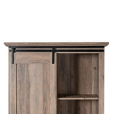 Harrison 36" Wide Rustic Farmhouse Storage Cabinet Bookcase with Sliding Barn Door and 4 Adjustable and 2 Fixed Shelves in Graywash