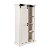 Harrison 36" Wide Rustic Farmhouse Storage Cabinet Bookcase with Sliding Barn Door and 4 Adjustable and 2 Fixed Shelves in White
