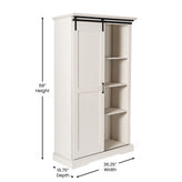 Harrison 36" Wide Rustic Farmhouse Storage Cabinet Bookcase with Sliding Barn Door and 4 Adjustable and 2 Fixed Shelves in White