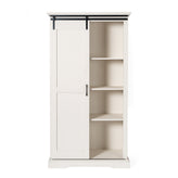 Harrison 36" Wide Rustic Farmhouse Storage Cabinet Bookcase with Sliding Barn Door and 4 Adjustable and 2 Fixed Shelves in White