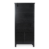 Stella Modern Farmhouse Wooden Bookcase and Storage Cabinet with Tempered Glass Doors and 3 Upper Shelves in Black