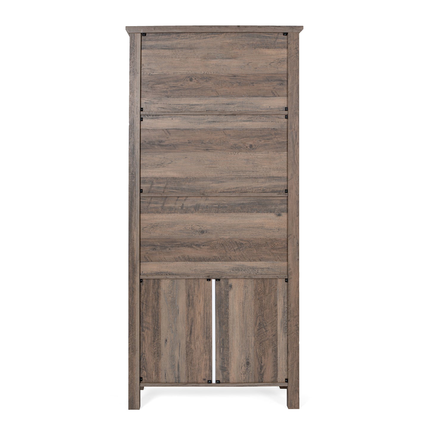 Stella Modern Farmhouse Wooden Bookcase and Storage Cabinet with Tempered Glass Doors and 3 Upper Shelves in Gray Wash