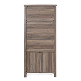 Stella Modern Farmhouse Wooden Bookcase and Storage Cabinet with Tempered Glass Doors and 3 Upper Shelves in Gray Wash
