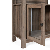 Stella Modern Farmhouse Wooden Bookcase and Storage Cabinet with Tempered Glass Doors and 3 Upper Shelves in Gray Wash