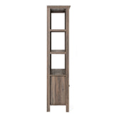 Stella Modern Farmhouse Wooden Bookcase and Storage Cabinet with Tempered Glass Doors and 3 Upper Shelves in Gray Wash