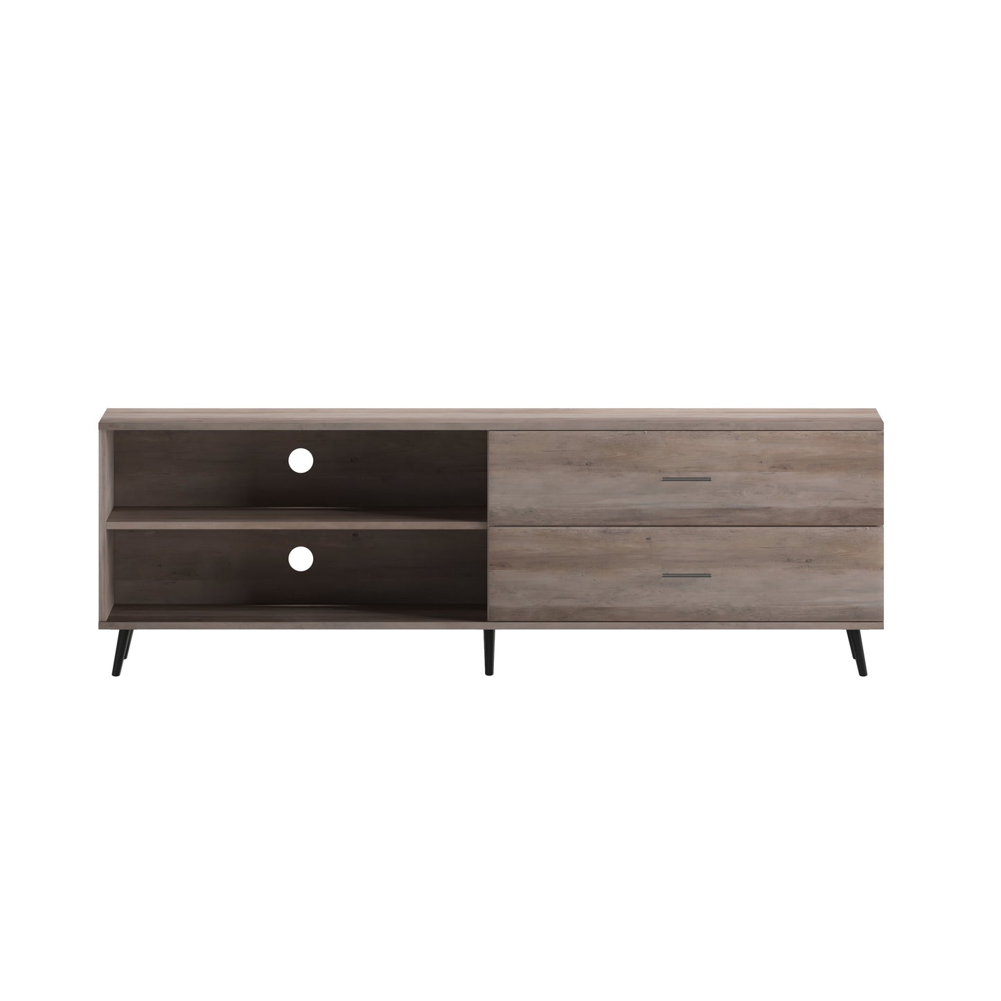 Nelson 65" Mid Century Modern TV Stand for up to 60" TV's with Adjustable Shelf and Storage Drawers, Walnut