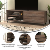Nelson 65" Mid Century Modern TV Stand for up to 60" TV's with Adjustable Shelf and Storage Drawers, Walnut