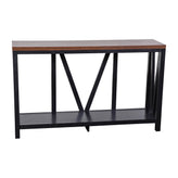 Charlotte Farmhouse 2-Tier Console Accent Table - Black Finish Engineered Wood Frame - Walnut Finish Tabletop - For Entryway or Living Room