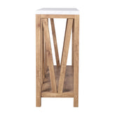 Charlotte Farmhouse 2-Tier Console Accent Table - Warm Oak Finish Engineered Wood Frame - Marble Finish Tabletop - For Entryway or Living Room