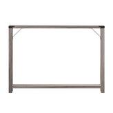 Wyatt Modern Farmhouse Wooden 2 Tier Console Entry Table with Black Metal Corner Accents and Cross Bracing, Gray Wash