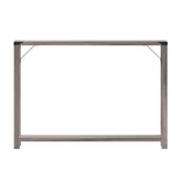 Wyatt Modern Farmhouse Wooden 2 Tier Console Entry Table with Black Metal Corner Accents and Cross Bracing, Gray Wash