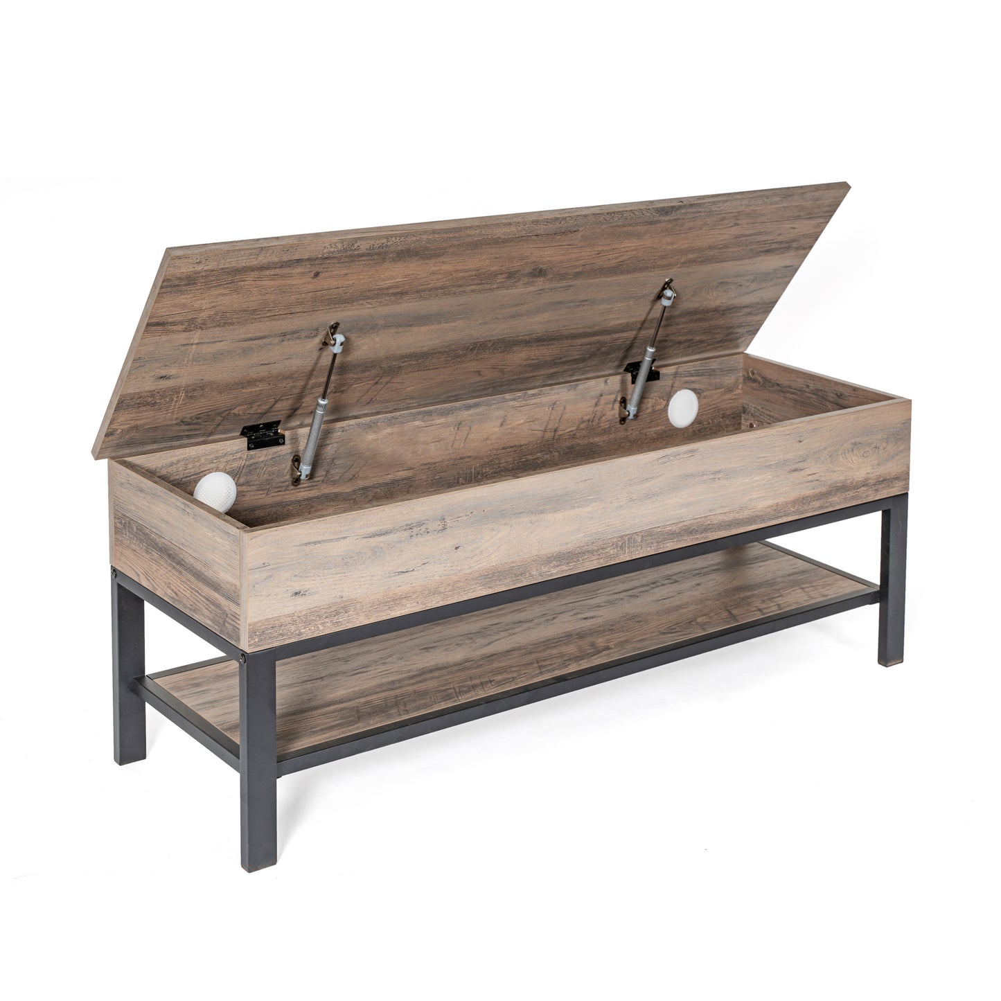 Wyatt Farmhouse Entryway Storage Bench with Lower Shelf Perfect for Entryway, Mudroom, or Bedroom in Gray Wash