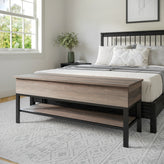 Wyatt Farmhouse Entryway Storage Bench with Lower Shelf Perfect for Entryway, Mudroom, or Bedroom in Gray Wash