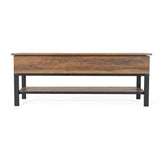 Wyatt Farmhouse Entryway Storage Bench with Lower Shelf Perfect for Entryway, Mudroom, or Bedroom in Rustic Oak