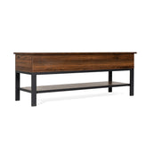 Wyatt Farmhouse Entryway Storage Bench with Lower Shelf Perfect for Entryway, Mudroom, or Bedroom in Walnut