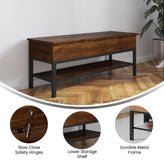 Wyatt Farmhouse Entryway Storage Bench with Lower Shelf Perfect for Entryway, Mudroom, or Bedroom in Walnut