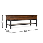Wyatt Farmhouse Entryway Storage Bench with Lower Shelf Perfect for Entryway, Mudroom, or Bedroom in Walnut