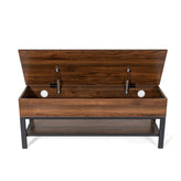 Wyatt Farmhouse Entryway Storage Bench with Lower Shelf Perfect for Entryway, Mudroom, or Bedroom in Walnut