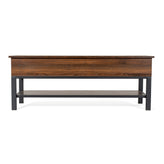 Wyatt Farmhouse Entryway Storage Bench with Lower Shelf Perfect for Entryway, Mudroom, or Bedroom in Walnut
