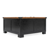 Wyatt 35.75" Farmhouse Storage Coffee Table with Hinged Lift Top, Large Coffee Table with Hidden Storage, Two Tone Finish, Black/Rustic Oak