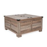 Wyatt 35.75" Farmhouse Storage Coffee Table with Hinged Lift Top, Large Coffee Table with Hidden Storage, Gray Wash