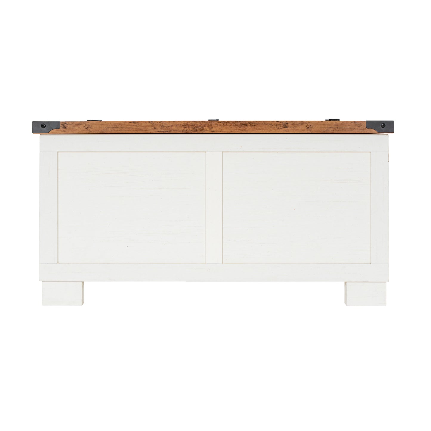 Wyatt 35.75" Farmhouse Storage Coffee Table with Hinged Lift Top, Large Coffee Table with Hidden Storage, Two Tone Finish, White/Rustic Oak