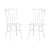 Ingrid Set of 2 Commercial Grade Windsor Dining Chairs, Solid Wood Armless Spindle Back Restaurant Dining Chairs in White