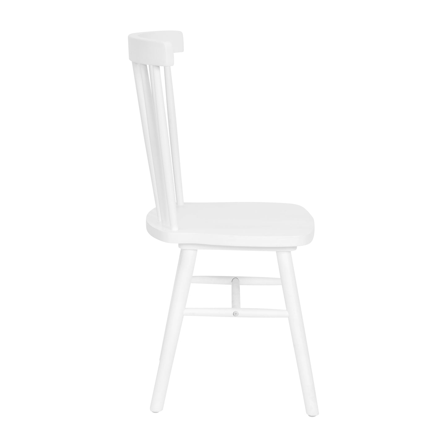 Ingrid Set of 2 Commercial Grade Windsor Dining Chairs, Solid Wood Armless Spindle Back Restaurant Dining Chairs in White