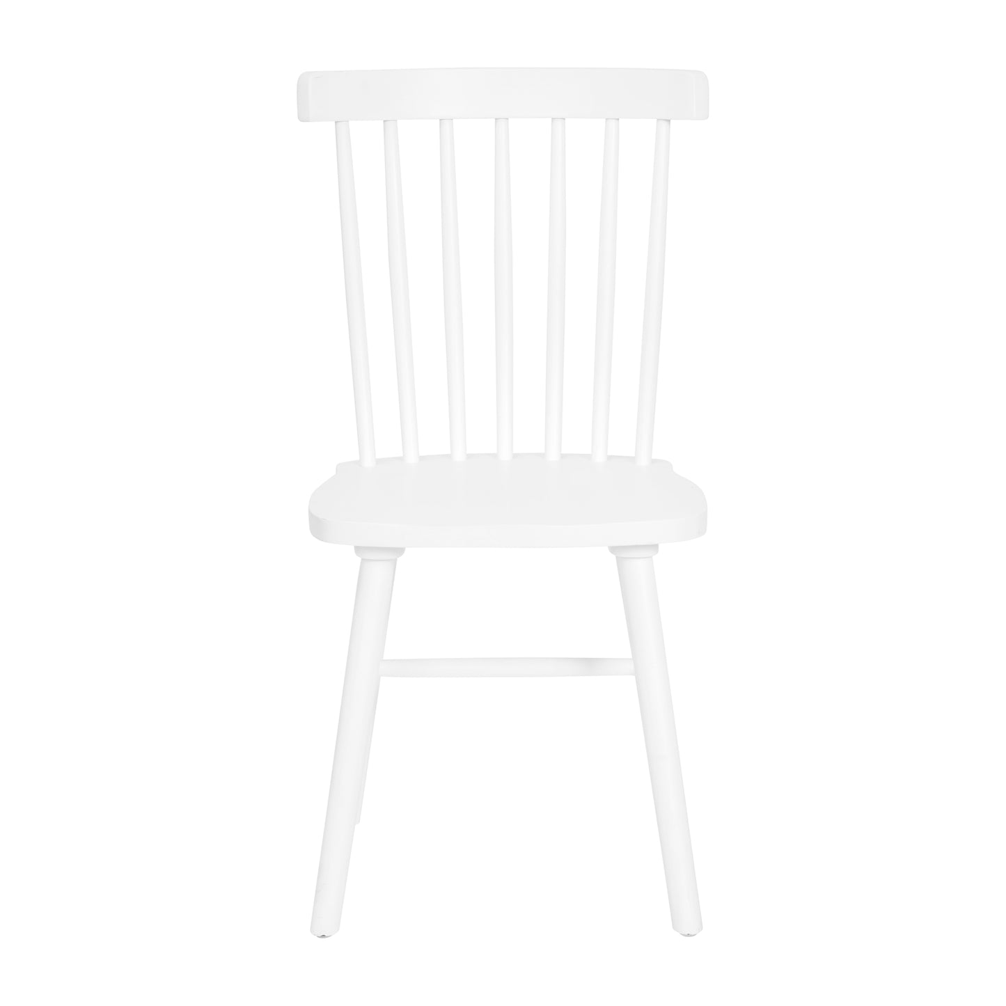 Ingrid Set of 2 Commercial Grade Windsor Dining Chairs, Solid Wood Armless Spindle Back Restaurant Dining Chairs in White