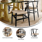 Logan Commercial Grade Y-Back Style Wood and Kraft Paper Stackable Dining Chair with Black/Natural Finish