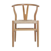 Logan Commercial Grade Y-Back Style Wood and Kraft Paper Stackable Dining Chair with Oak/Natural Finish