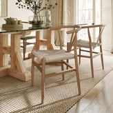 Logan Commercial Grade Y-Back Style Wood and Kraft Paper Stackable Dining Chair with Oak/Natural Finish