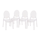 Revna Set of 4 Transparent Crystal Extra Wide Resin 400 LB. Weight Capacity Banquet & Event Ghost Chairs-Indoor/Outdoor Use