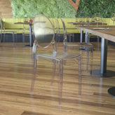 Revna Set of 4 Transparent Crystal Extra Wide Resin 400 LB. Weight Capacity Banquet & Event Ghost Chairs-Indoor/Outdoor Use