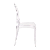 Revna Set of 4 Transparent Crystal Extra Wide Resin 400 LB. Weight Capacity Banquet & Event Ghost Chairs-Indoor/Outdoor Use