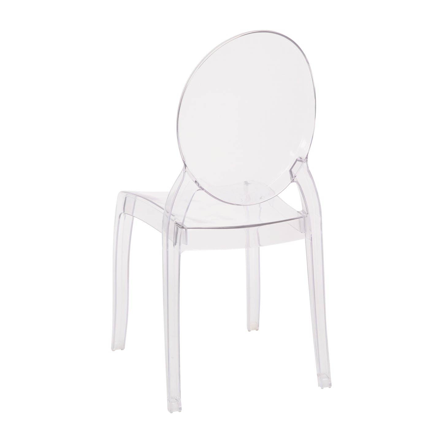Revna Set of 4 Transparent Crystal Extra Wide Resin 400 LB. Weight Capacity Banquet & Event Ghost Chairs-Indoor/Outdoor Use