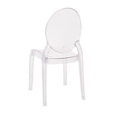 Revna Set of 4 Transparent Crystal Extra Wide Resin 400 LB. Weight Capacity Banquet & Event Ghost Chairs-Indoor/Outdoor Use