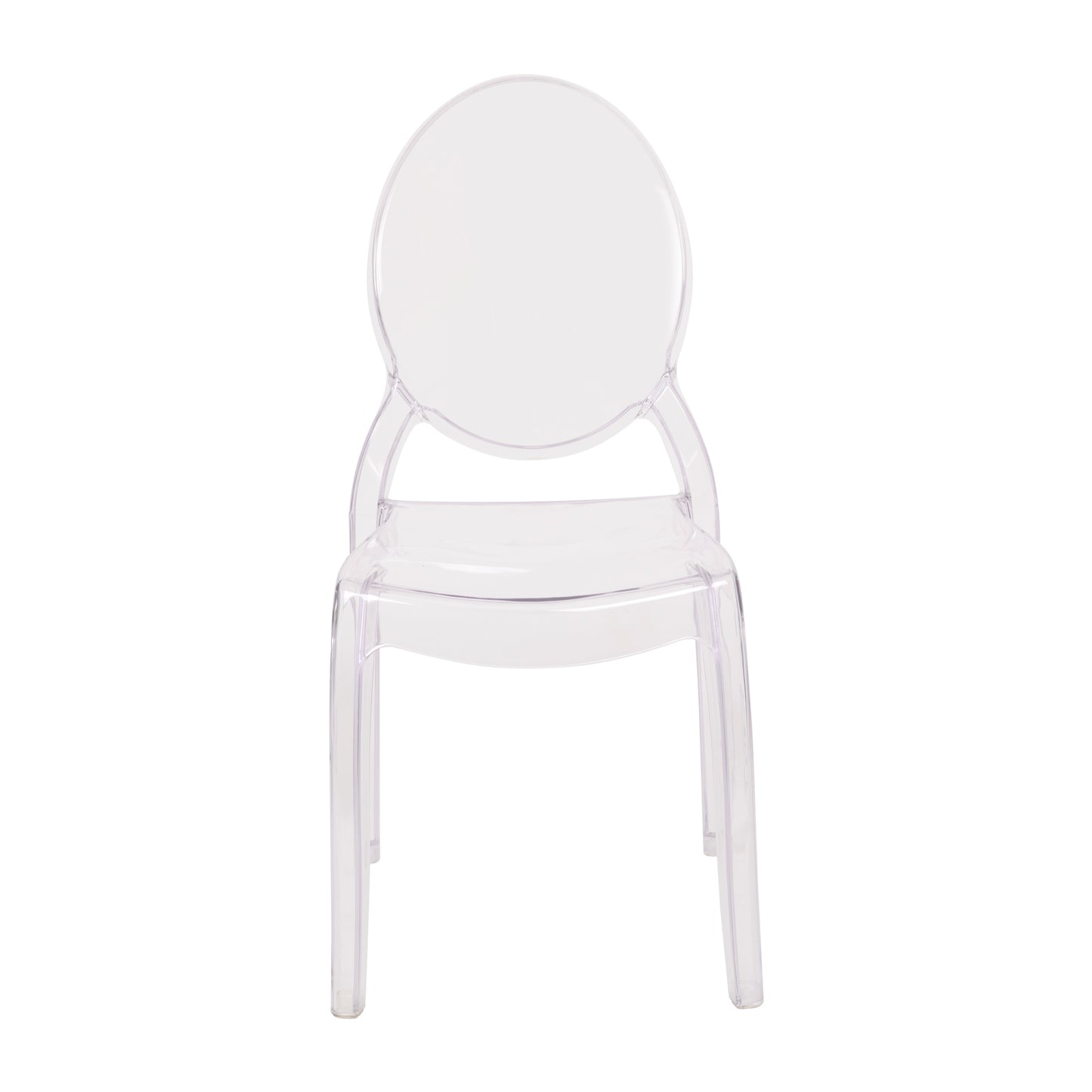 Revna Set of 4 Transparent Crystal Extra Wide Resin 400 LB. Weight Capacity Banquet & Event Ghost Chairs-Indoor/Outdoor Use
